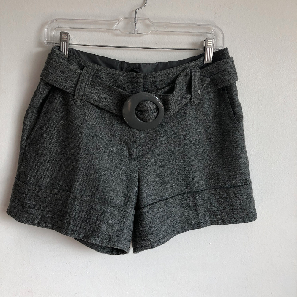 H&M Gray Wool Blend Belted Shorts 8